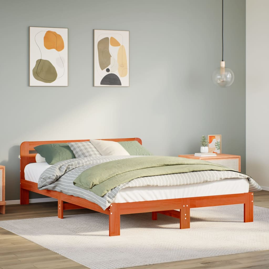 Estructura de cama sin colchón madera maciza marrón 120x190 cm v5856 Vetonek