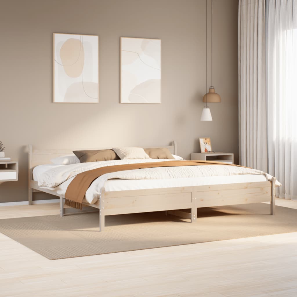 Vetonek Estructura de cama sin colchón madera maciza de pino 180x200 cm