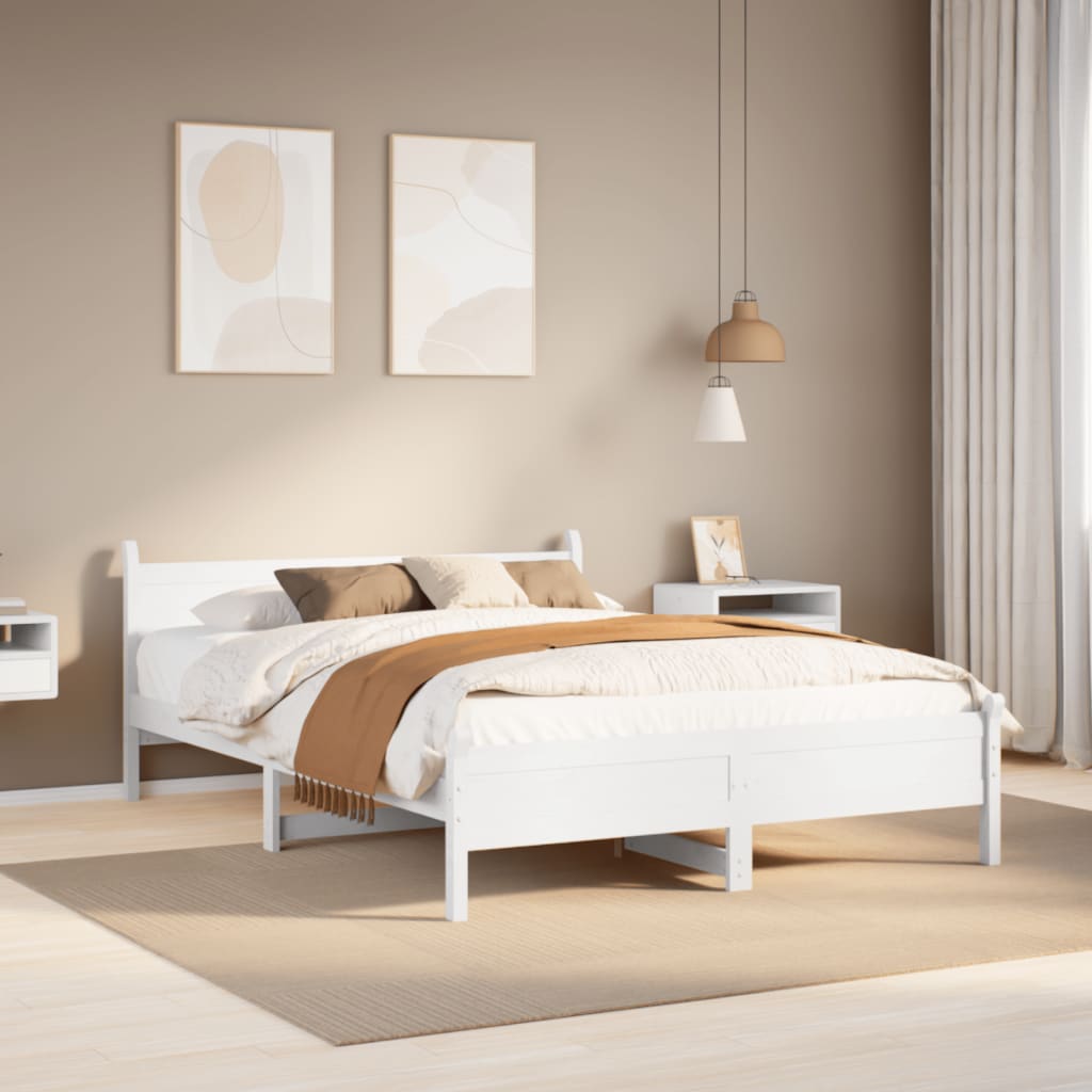 Vetonek Estructura de cama sin colchón madera de pino blanca 150x200 cm