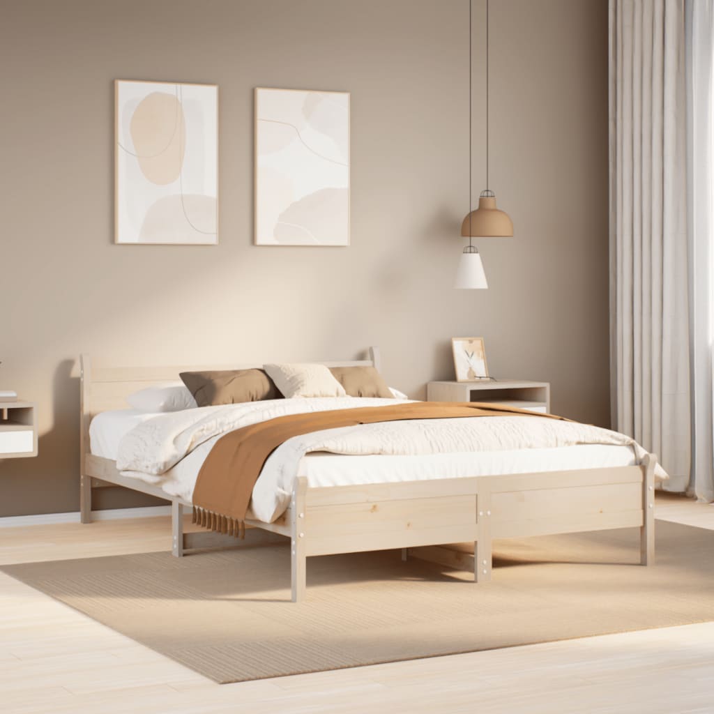 Vetonek Estructura de cama sin colchón madera de pino blanca 140x200 cm