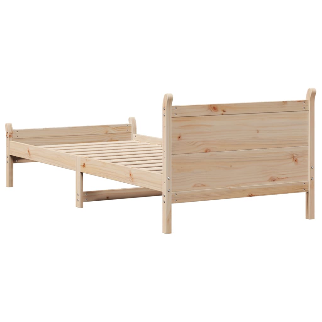 Estructura de cama sin colchón madera maciza de pino 90x200 cm v6136 - Vetonek