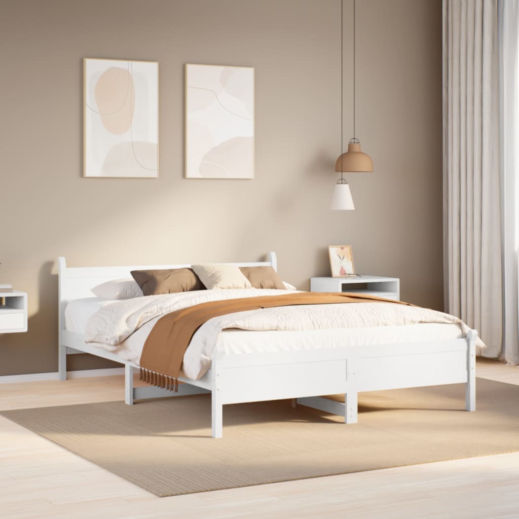 Vetonek Estructura de cama sin colchón madera de pino blanca 140x190 cm