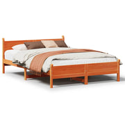 Vetonek Estructura de cama sin colchón madera maciza marrón 135x190 cm