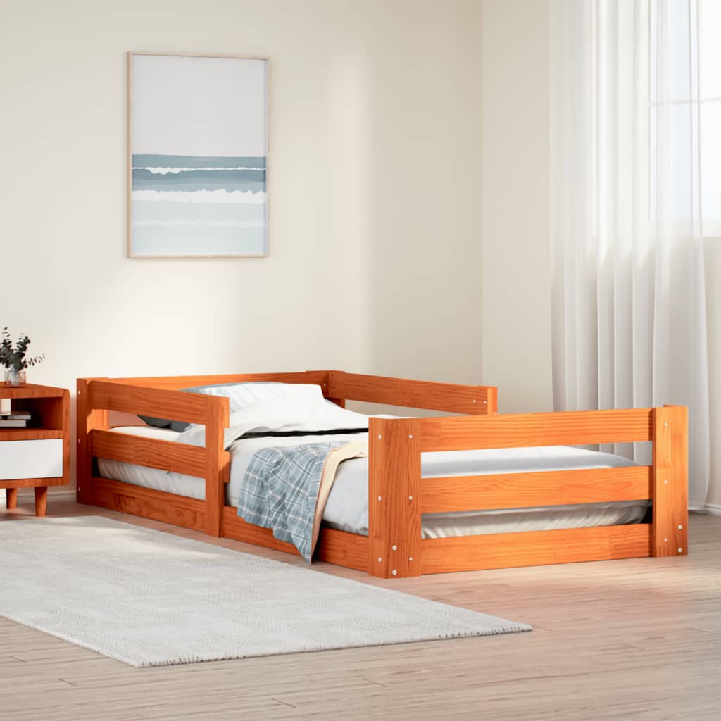 Vetonek Estructura de cama sin colchón madera de pino marrón 90x200 cm