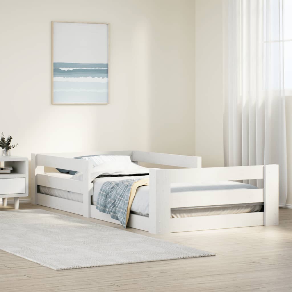 Vetonek Estructura cama sin colchón blanco 80x160 cm madera maciza pino