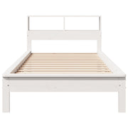 Cama con estantería sin colchón madera maciza blanco 90x200 cm v7348 - Vetonek