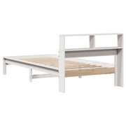 Cama con estantería sin colchón madera maciza blanco 90x200 cm v7348 - Vetonek