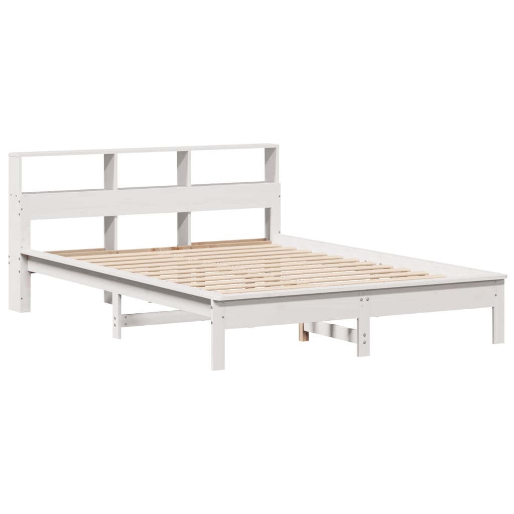 Cama con estantería sin colchón madera maciza blanca 120x190 cm - Vetonek