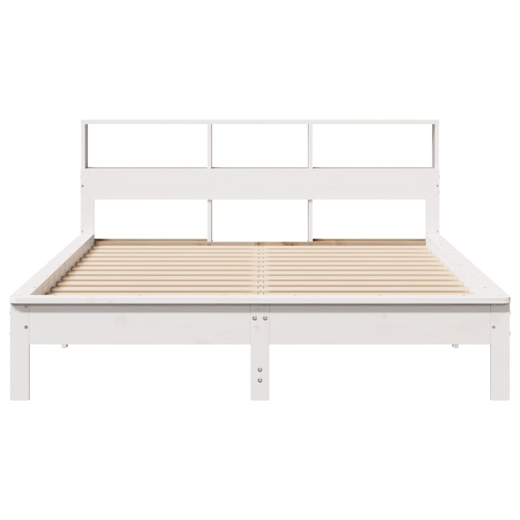 Cama con estantería sin colchón madera maciza blanca 120x190 cm - Vetonek