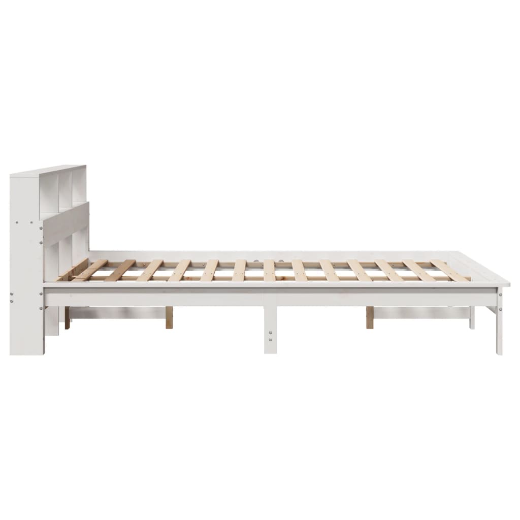 Cama con estantería sin colchón madera maciza blanca 120x190 cm - Vetonek