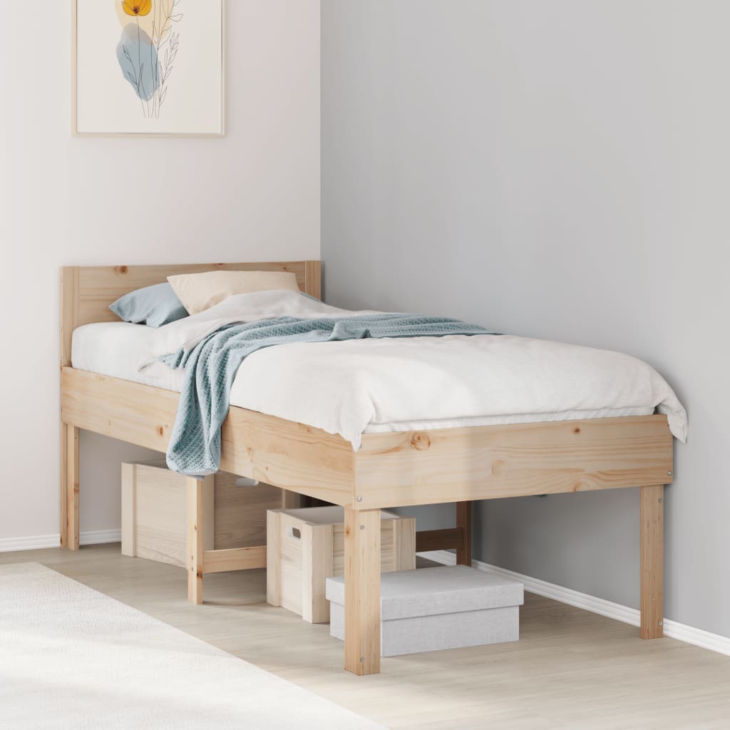 Vetonek Estructura de cama sin colchón madera maciza de pino 90x200 cm