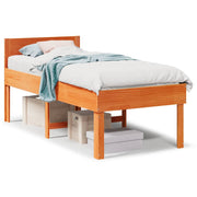 Vetonek Estructura de cama sin colchón madera maciza marrón 75x190 cm