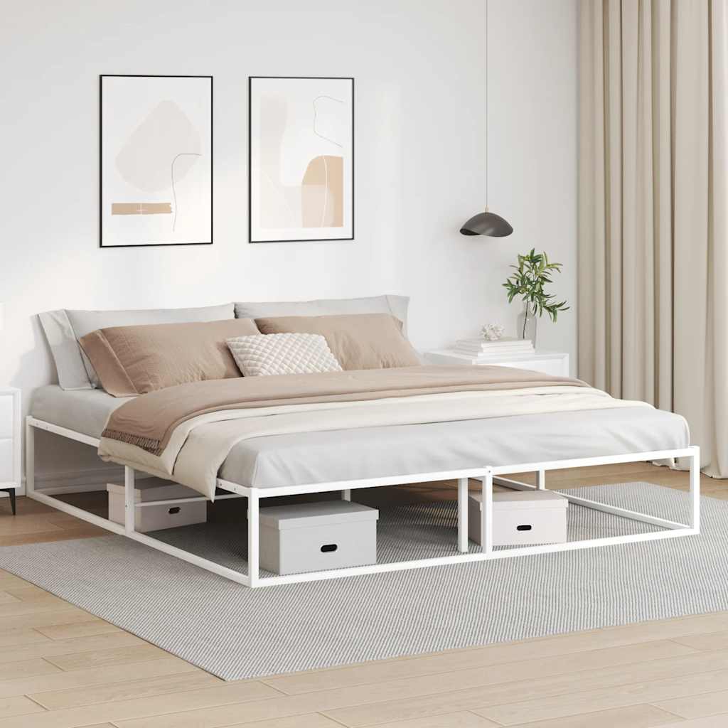 Vetonek Estructura de cama sin colchón metal blanco 180x200 cm