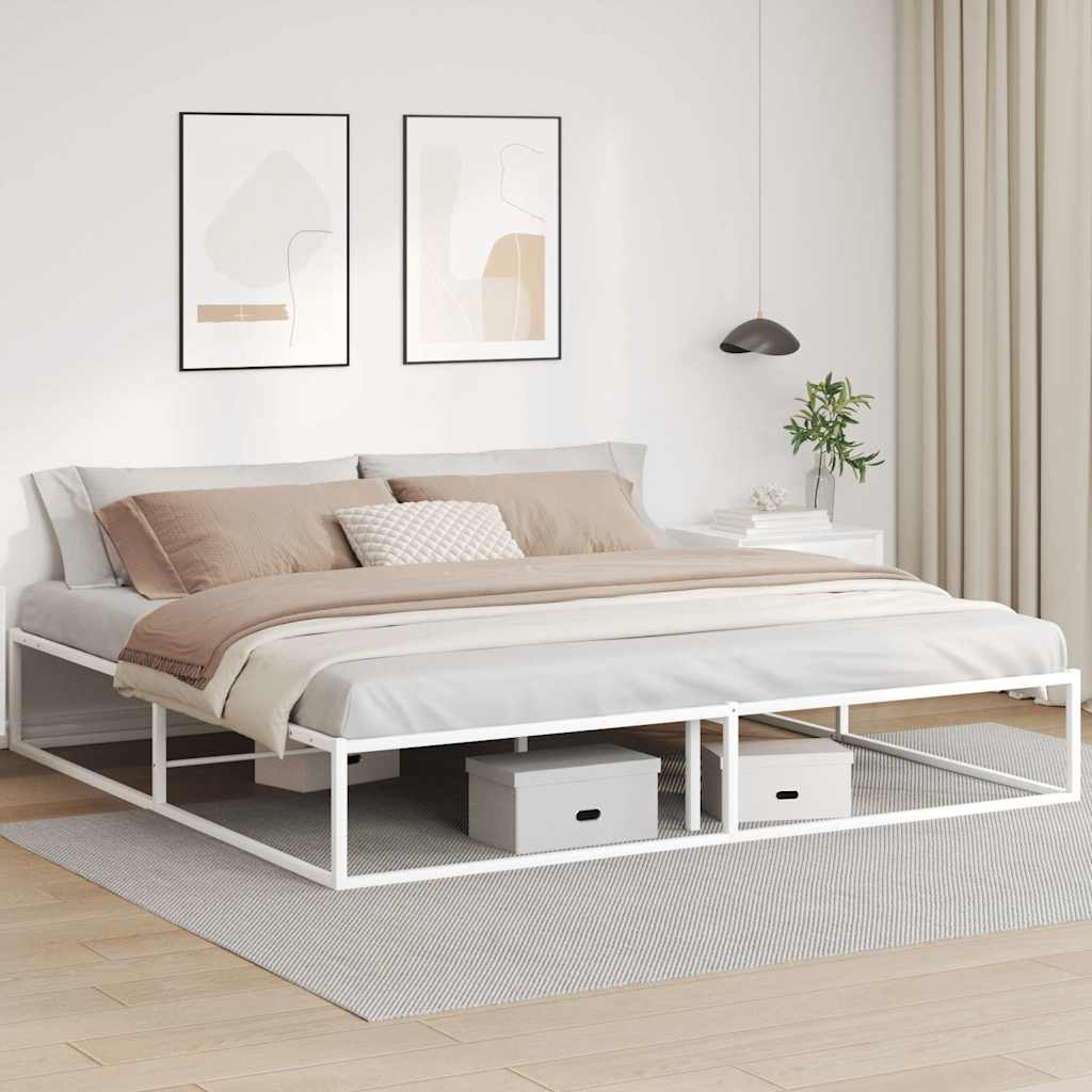 Vetonek Estructura de cama sin colchón metal blanco 200x200 cm