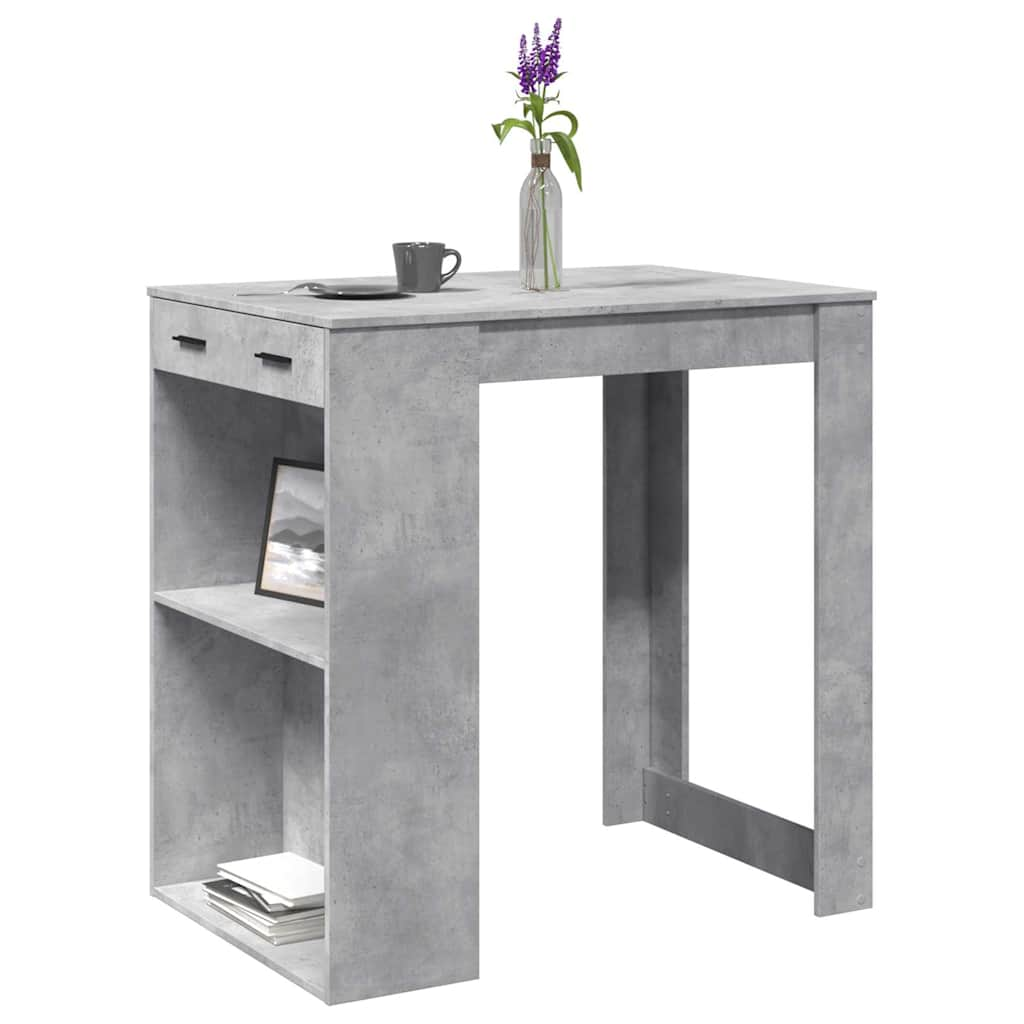 Vetonek Mesa alta de bar madera ingeniería gris hormigón 102x70x103,5cm