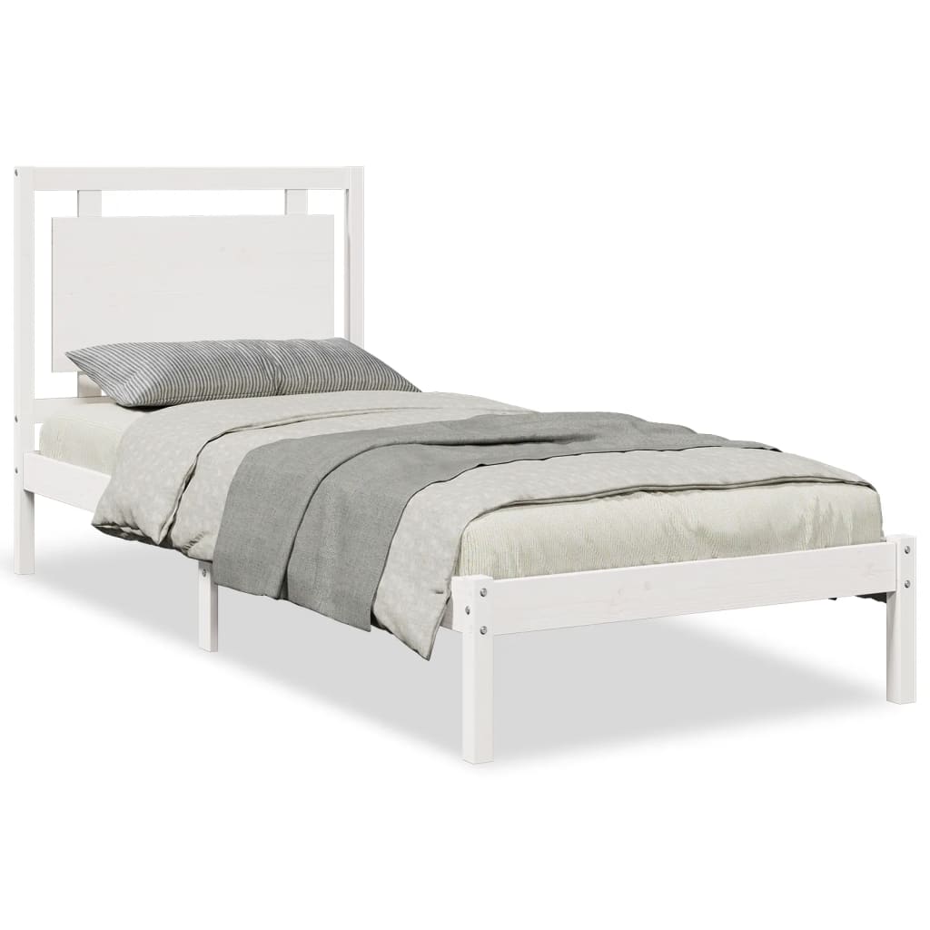 Vetonek Extra long bed without mattress white solid wood 100x210 cm