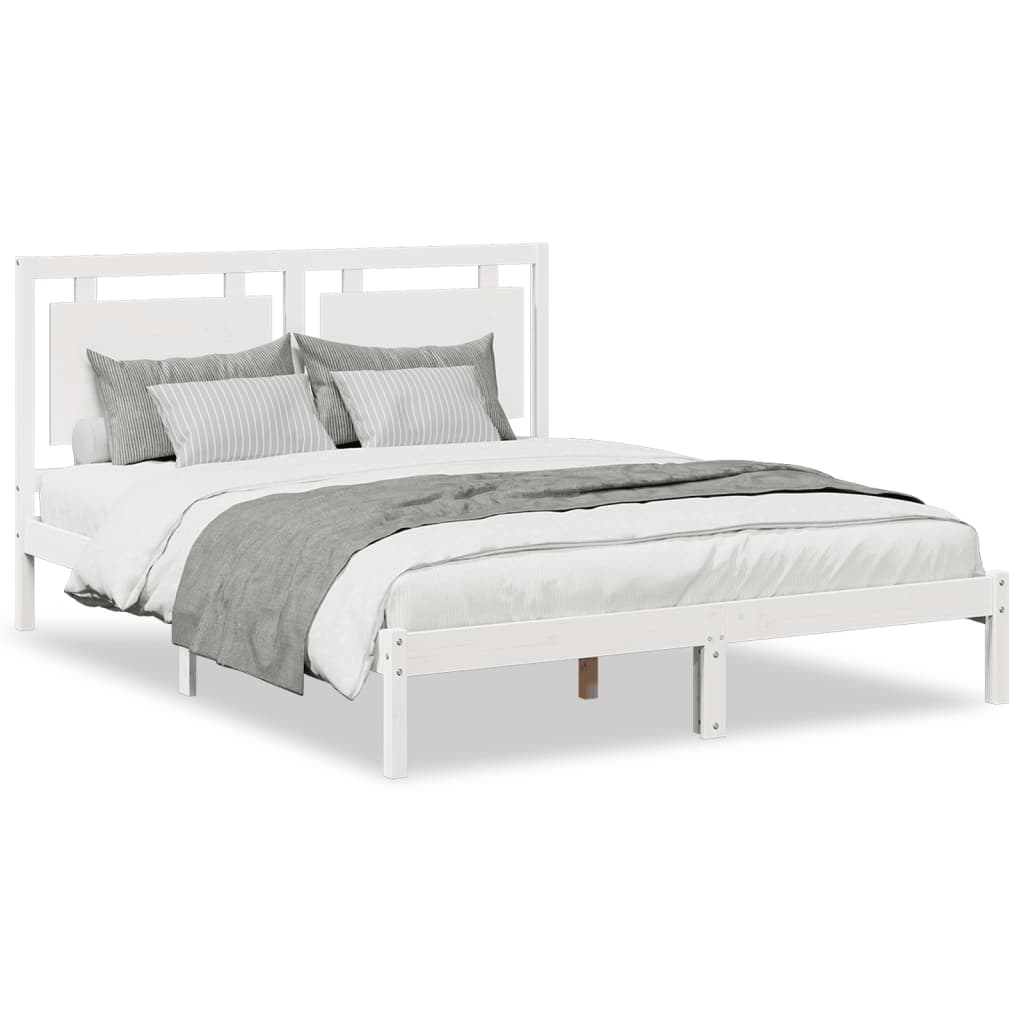 Vetonek Extra long bed without mattress white solid wood 140x220 cm
