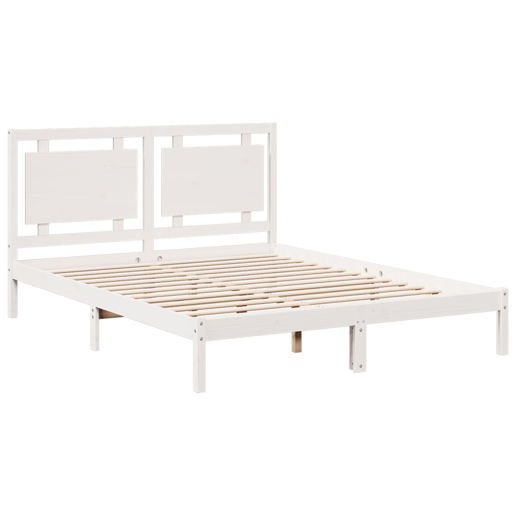 Extra long bed without mattress white solid wood 160x220 cm - Vetonek
