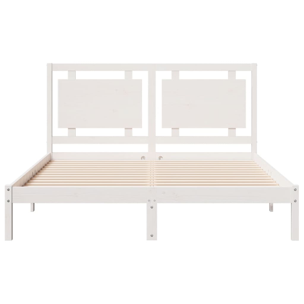 Extra long bed without mattress white solid wood 160x220 cm - Vetonek