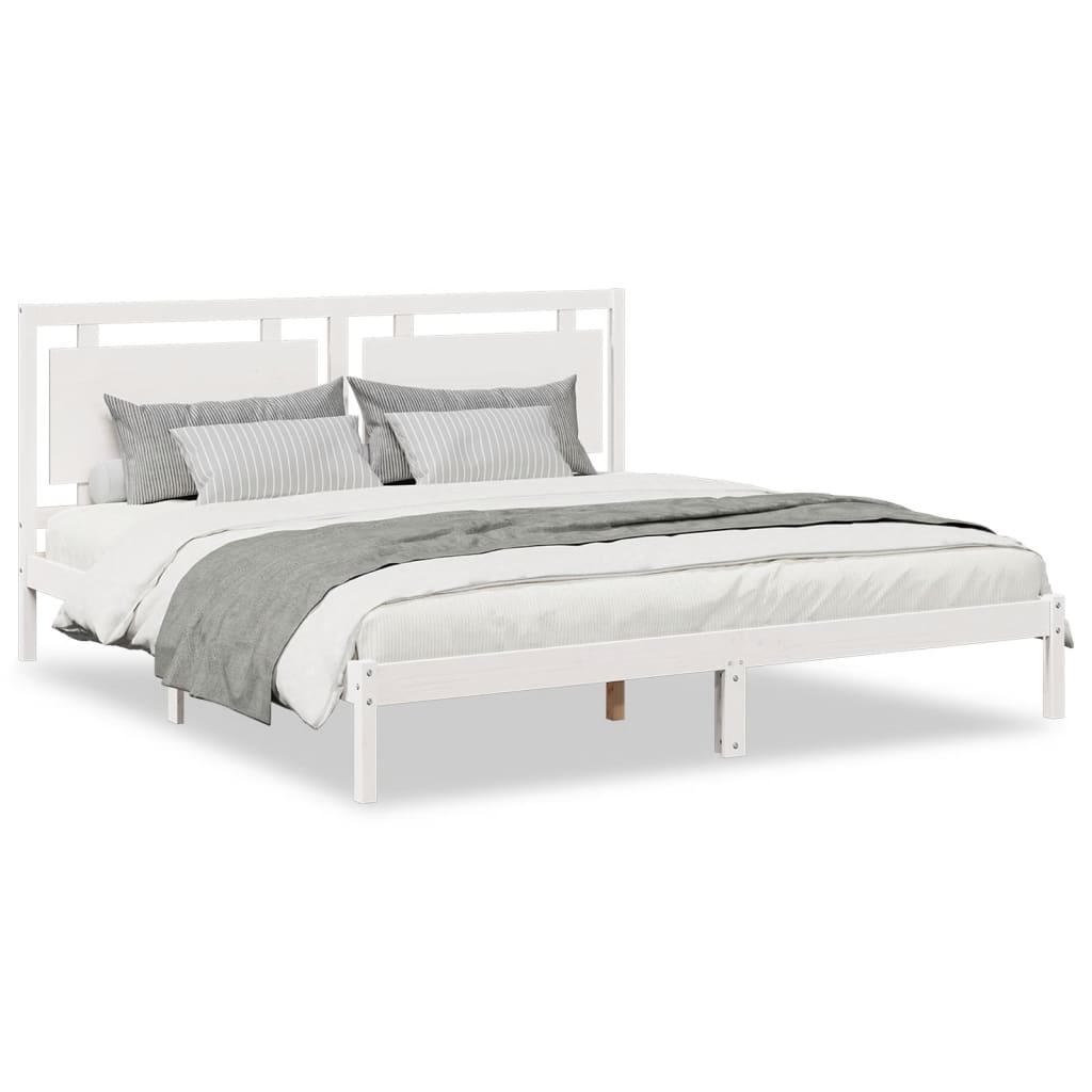 Vetonek Extra long bed without mattress white solid wood 180x220 cm