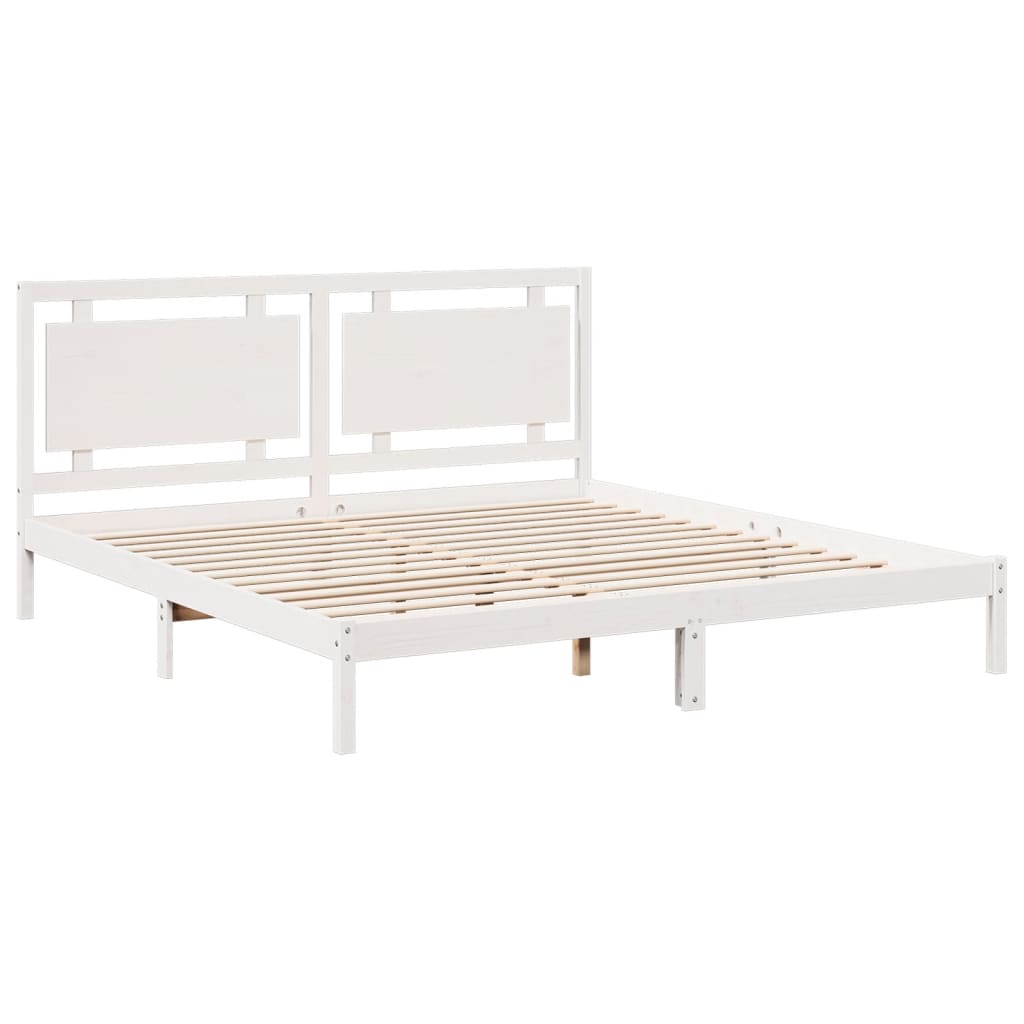 Extra long bed without mattress white solid wood 180x220 cm v4565 - Vetonek