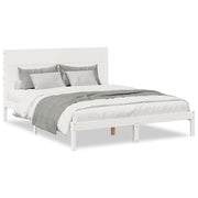 Vetonek Extra long bed without mattress white solid wood 140x210 cm