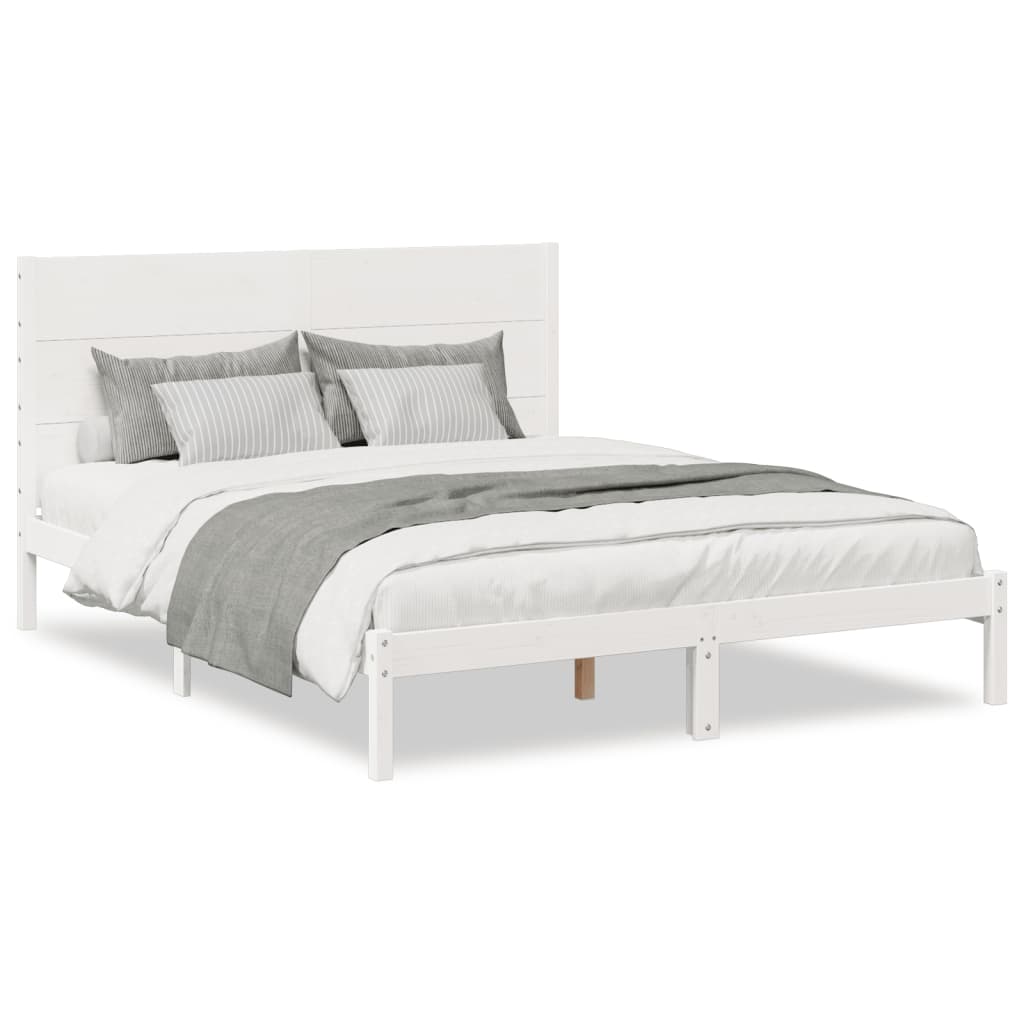 Vetonek Extra long bed without mattress white solid wood 140x210 cm