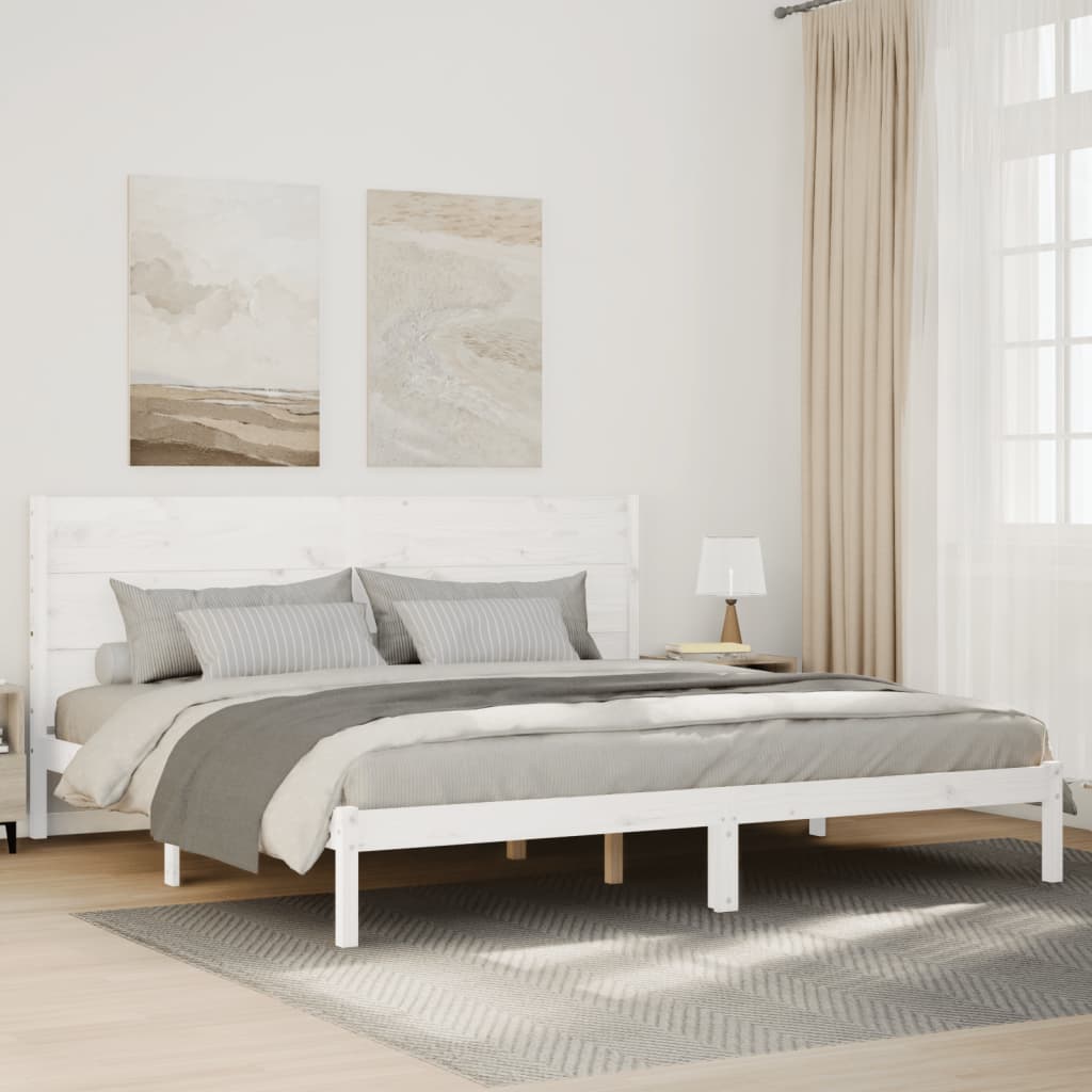 Extra long bed without mattress white solid wood 140x210 cm v5128 Vetonek
