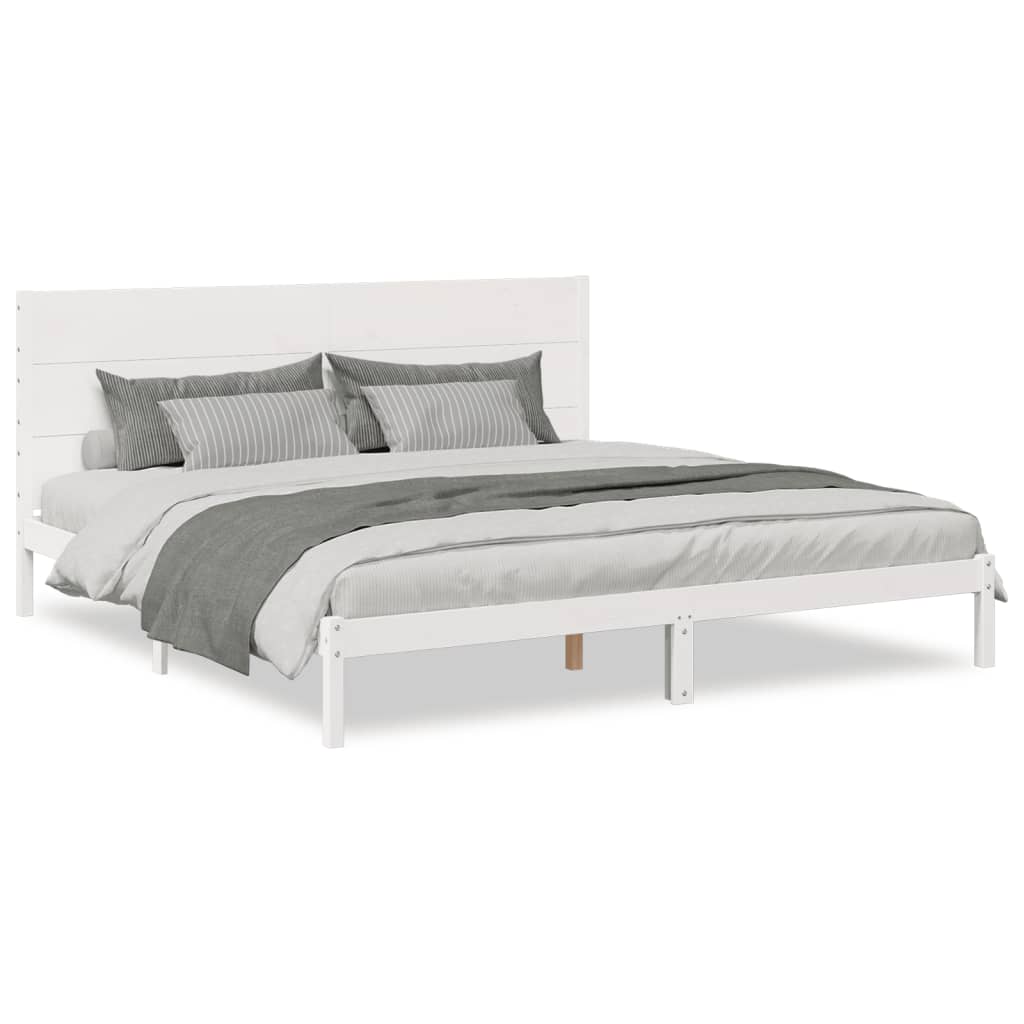Vetonek Extra long bed without mattress white solid wood 180x210 cm