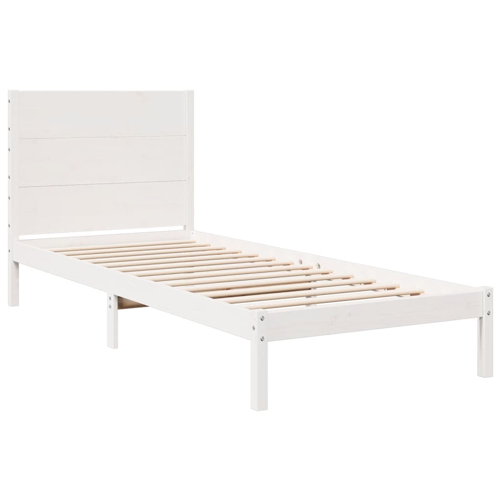 Extra long bed without mattress white solid wood 100x220 cm v5227 - Vetonek