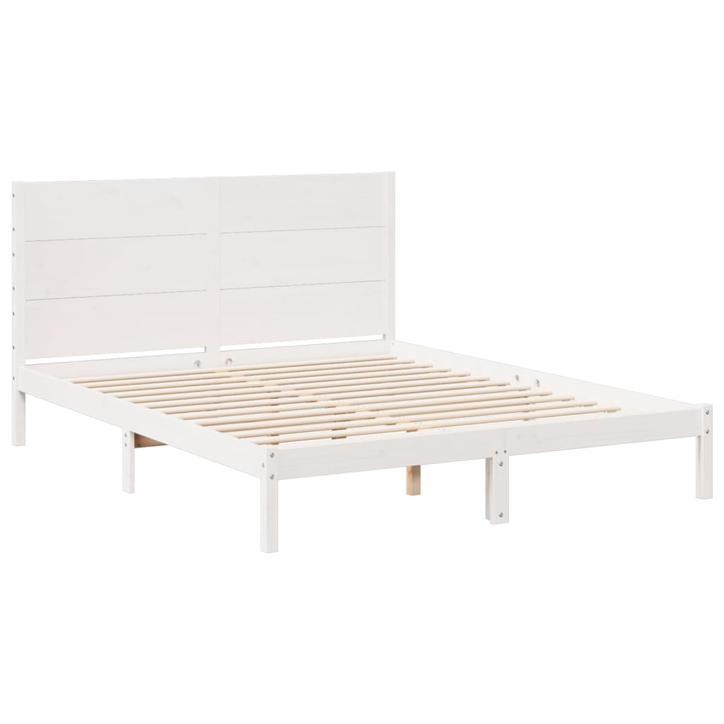 Extra long bed without mattress white solid wood 140x220 cm v5241 - Vetonek