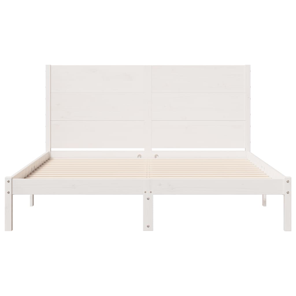 Extra long bed without mattress white solid wood 140x220 cm v5241 - Vetonek
