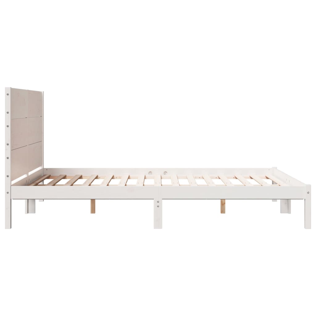 Extra long bed without mattress white solid wood 140x220 cm v5241 - Vetonek
