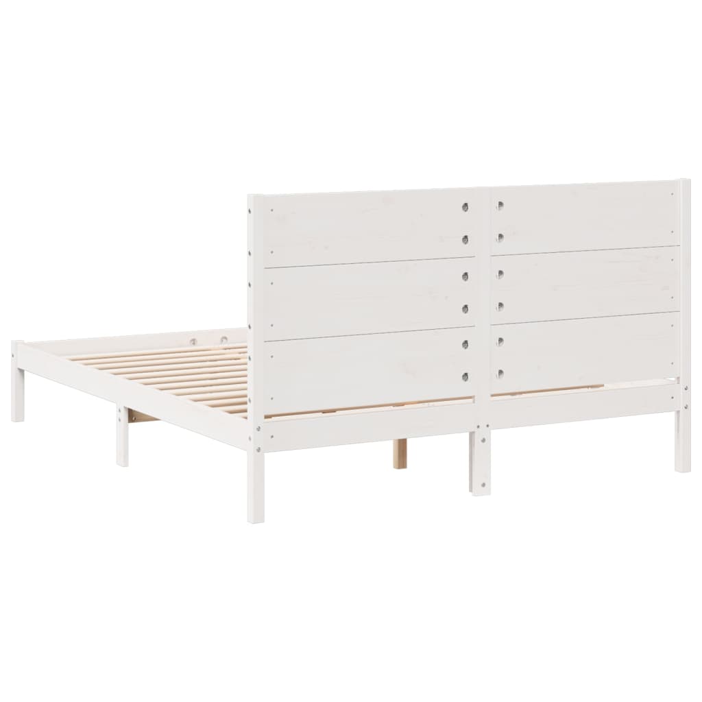 Extra long bed without mattress white solid wood 140x220 cm v5241 - Vetonek