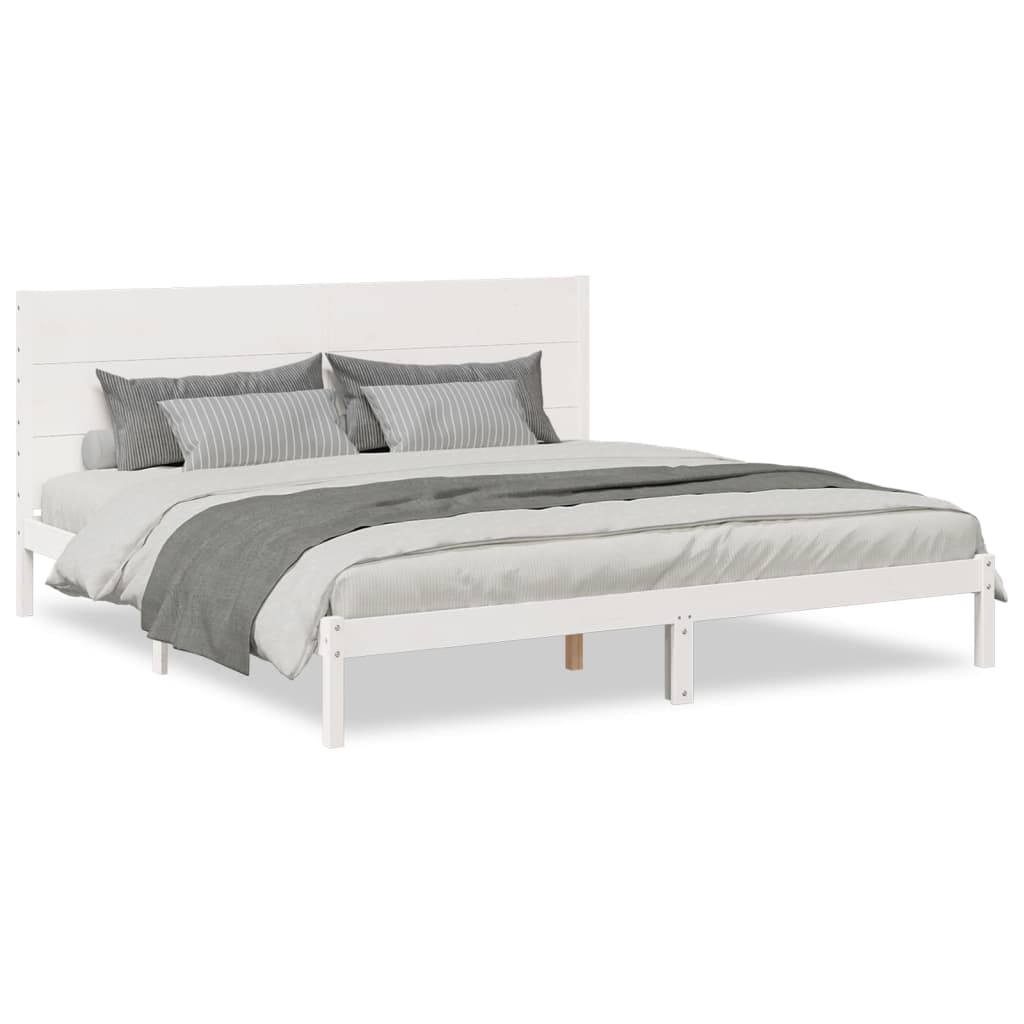 Vetonek Extra long bed without mattress white solid wood 180x220 cm