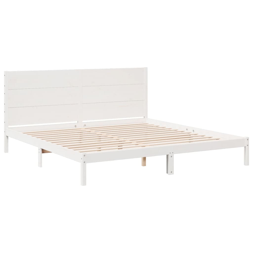 Extra long bed without mattress white solid wood 180x220 cm v5289 - Vetonek