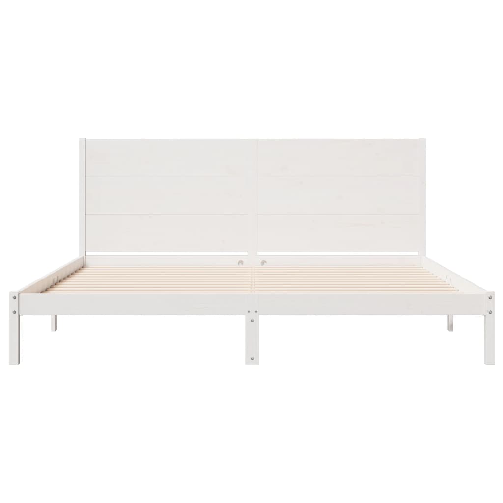Extra long bed without mattress white solid wood 180x220 cm v5289 - Vetonek