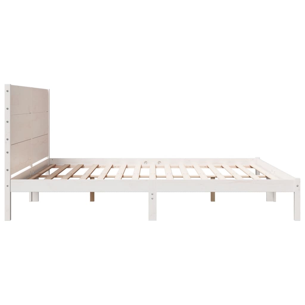 Extra long bed without mattress white solid wood 180x220 cm v5289 - Vetonek