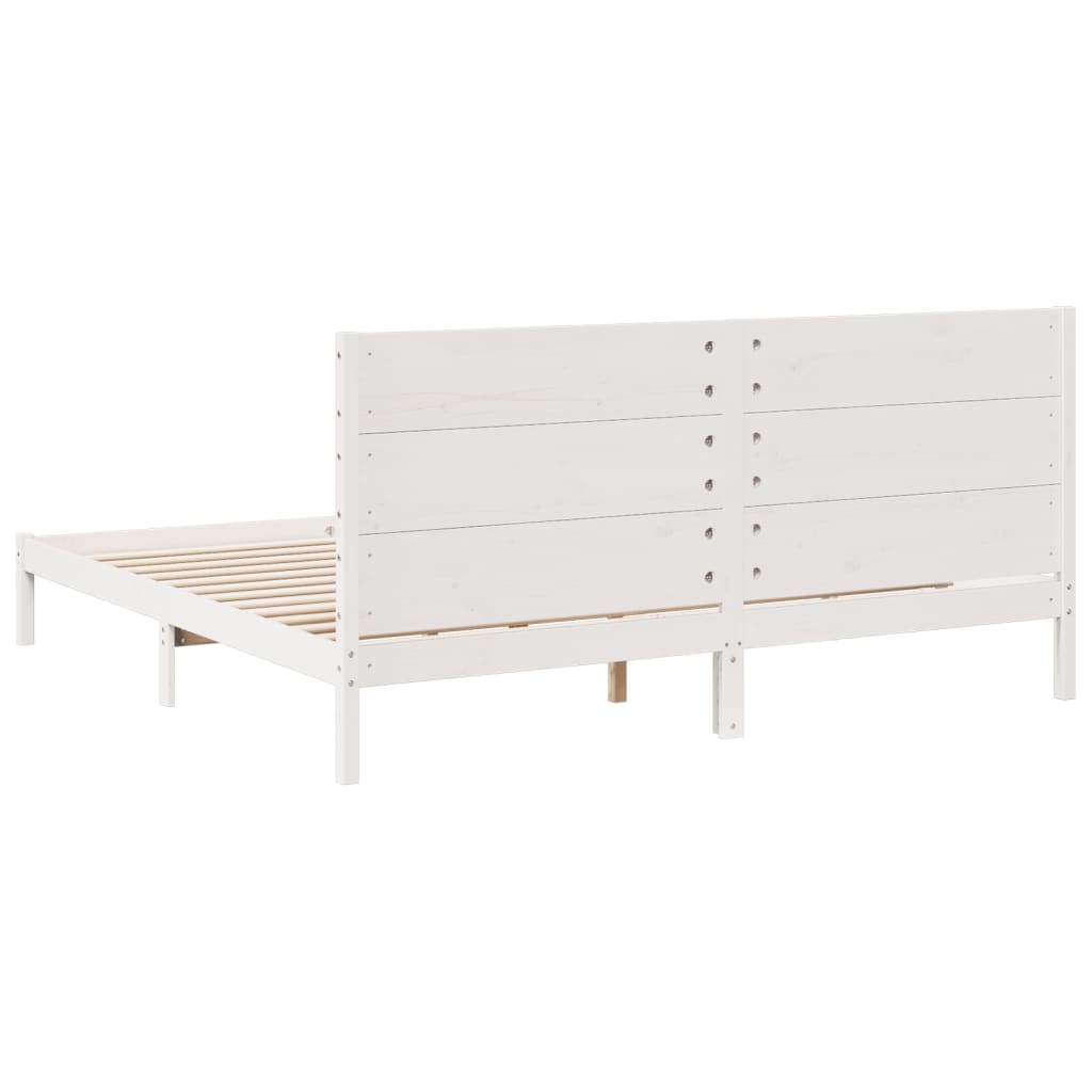 Extra long bed without mattress white solid wood 180x220 cm v5289 - Vetonek