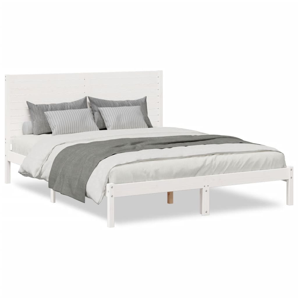 Vetonek Extra long bed without mattress white solid wood 160x220 cm