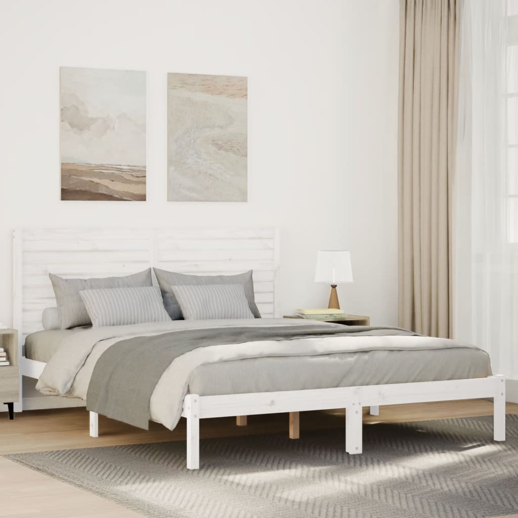 Extra long bed without mattress white solid wood 160x220 cm v5500 Vetonek