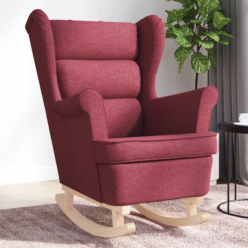 Vetonek Silla mecedora de tela rojo vino tinto 74x90x102 cm