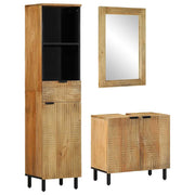 Conjunto de muebles de baño 3 uds marrón madera maciza de mango v7863 Vetonek