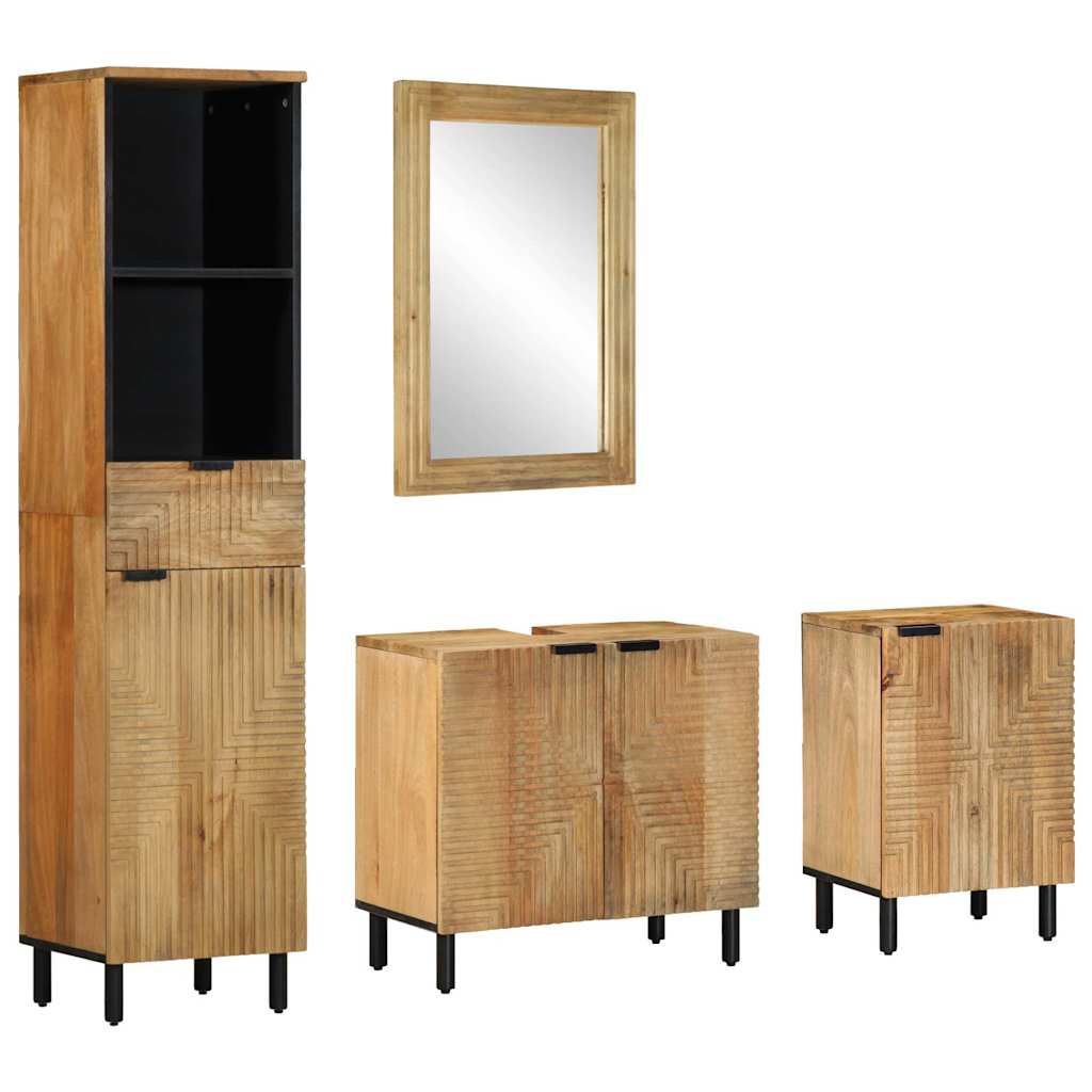 Conjunto de muebles de baño 4 piezas marrón madera maciza mango v7870 Vetonek