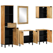 Vetonek Conjunto de muebles de baño 5 piezas madera maciza mango marrón