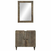 Vetonek Conjunto de muebles de baño 2 piezas madera maciza de mango