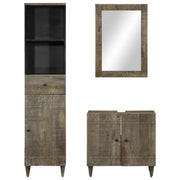 Vetonek Conjunto de muebles de baño 3 piezas madera maciza de mango