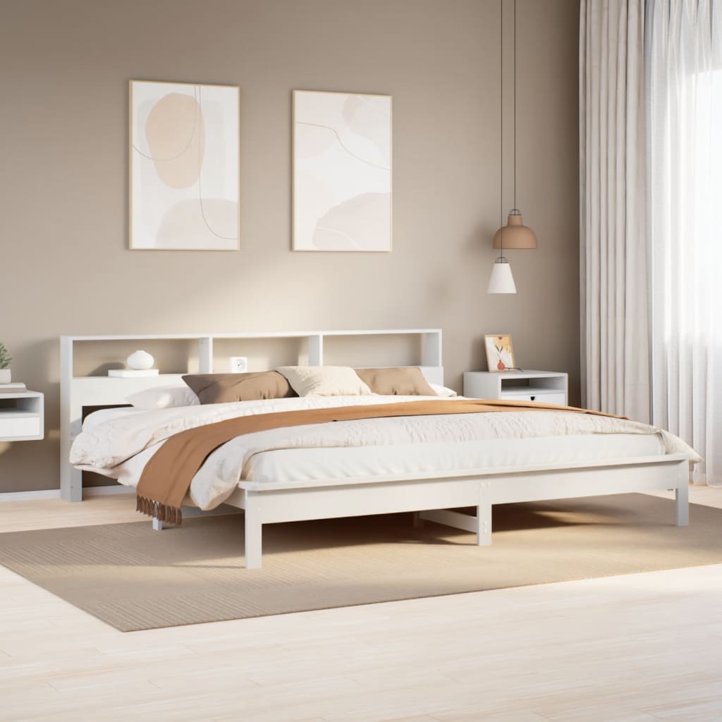 Vetonek Estructura de cama sin colchón madera maciza blanca 200x200 cm