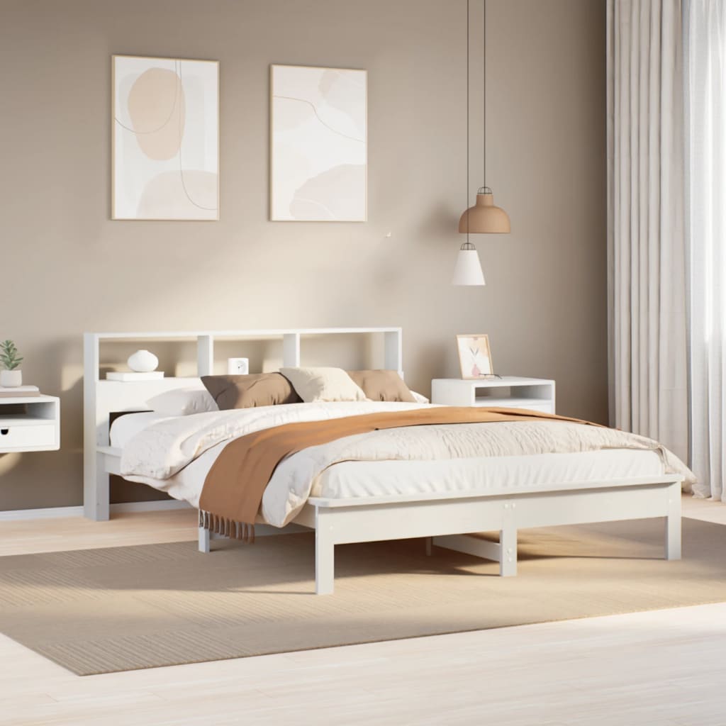 Vetonek Estructura de cama sin colchón madera de pino blanca 150x200 cm