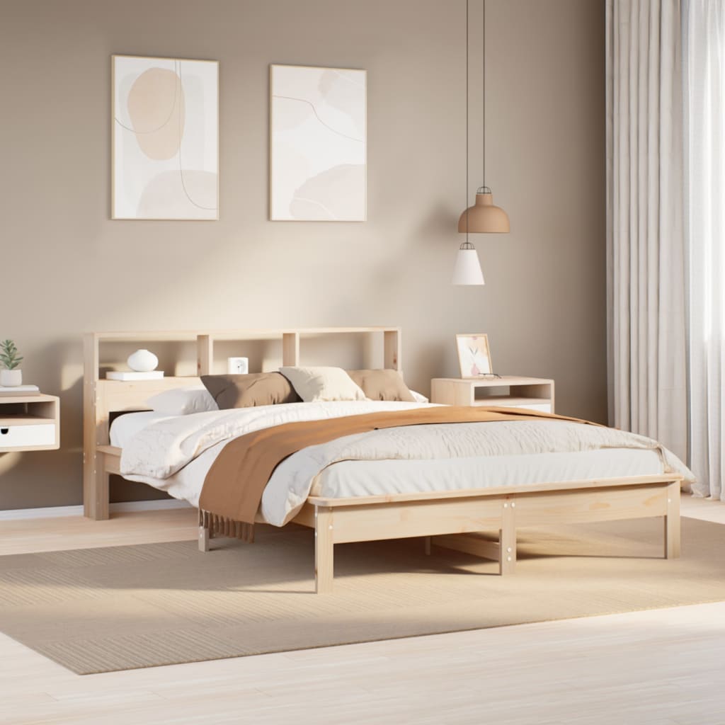 Vetonek Estructura de cama sin colchón madera de pino blanca 140x200 cm